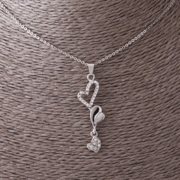 Hearts Chain Pendant, silver-toned, 45cm length