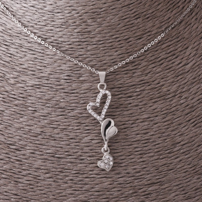 Hearts Chain Pendant, silver-toned, 45cm length