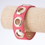 Tin Tin Bracelet, Studded Eco-Leather with Snap Buttons, Pink, Metal Colour "Gold", Width 2.5 cm, Length 18-23cm