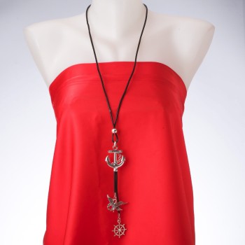 "Anchor" Pendant on Long Cord, 85cm Length