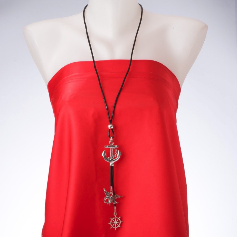 "Anchor" Pendant on Long Cord, 85cm Length