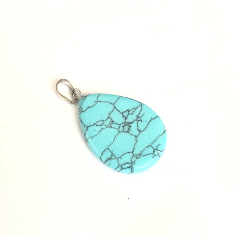 Green Turquoise (Pressed) Teardrop Stone Pendant, 2.5x1.8cm
