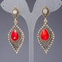 Red Crystal Earrings "Eastern Tale" series, colour "Antique Gold", length cm