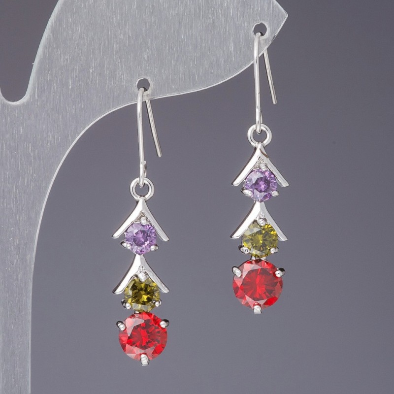 Colour Crystal Earrings Traffic Light, length 4cm