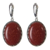 Clearance Aventurine "Golden Sand" Earrings, "Prong" Setting, Oval Stone 2.8x2.1cm, Length 4.5cm