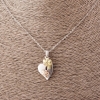 Heart with Flowers Pendant on Anchor Chain, 52cm length, 2.5x1.7cm diameter, silver-toned matte metal