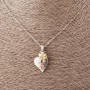 Heart with Flowers Pendant on Anchor Chain, 52cm length, 2.5x1.7cm diameter, silver-toned matte metal