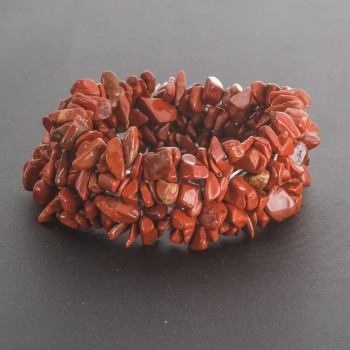 Red Jasper Bracelet, “Stone Chip” Beads, on Elastic