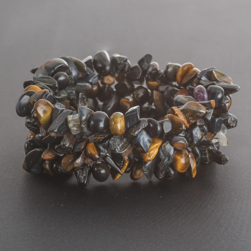 Bracelet Hawk's Eye "stone shard" on elastic