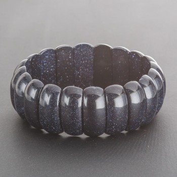 Bracelet Jasper (aventurine) "Blue Sand of Cairo Night" on elastic rectangular link 2.5×1cm