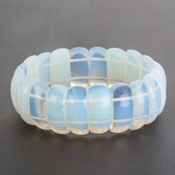 Moonstone Bracelet on Elastic, Rectangular Link 2.5x1cm