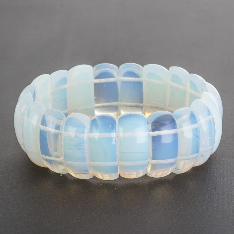 Moonstone Bracelet on Elastic, Rectangular Link 2.5x1cm