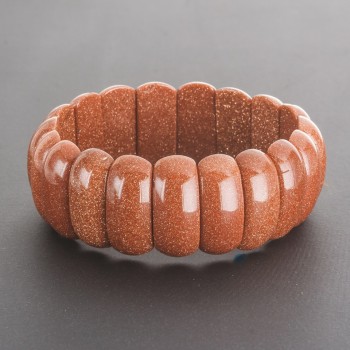 Bracelet Aventurine "Golden Sand" on elastic, rectangular link 25x12(±) cm