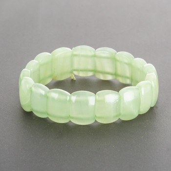 Bracelet Green Onyx Elastic Band Rectangular Links 1.5×1, 1 cm