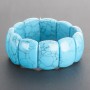 Turquoise Bracelet (unplated) on elastic, glossy flat rectangular links 1.8 x 2.5 cm