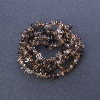 Natural gemstone beads on a thread Smoky Topaz "stone chip", length 85cm, bead diameter 6mm (+ -)