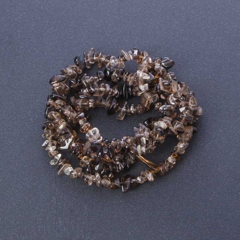 Natural gemstone beads on a thread Smoky Topaz "stone chip", length 85cm, bead diameter 6mm (+ -)