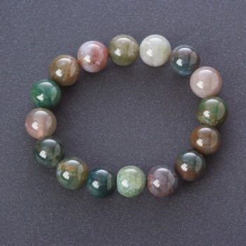 Multicolour Jasper Bracelet on Elastic, Smooth Round Beads, diameter 12mm