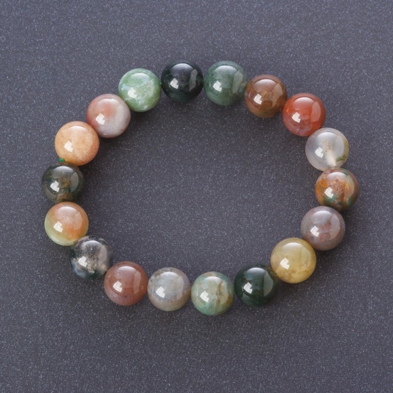 Multicolour Jasper Bracelet on Elastic, Smooth Round Beads, Diameter 10mm