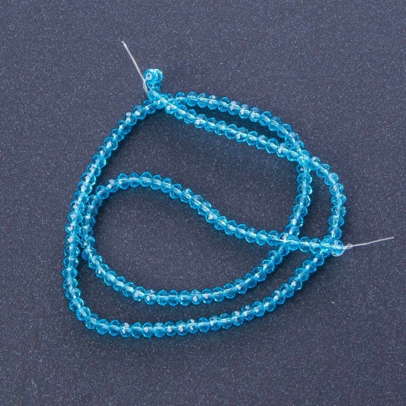 Czech Crystal Beads Clear Turquoise Blue, 37cm length, 3.5mm diameter