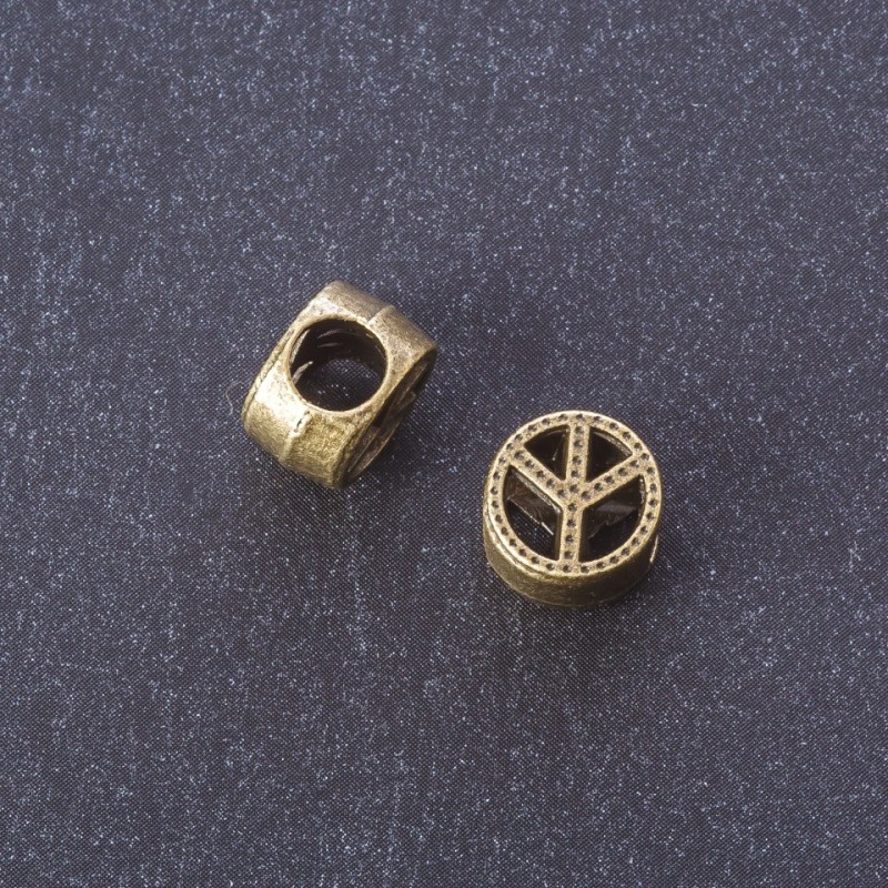 Findings Insert 'Peace' bronze metal colour, diameter 4mm, pack 20g +/-9pcs