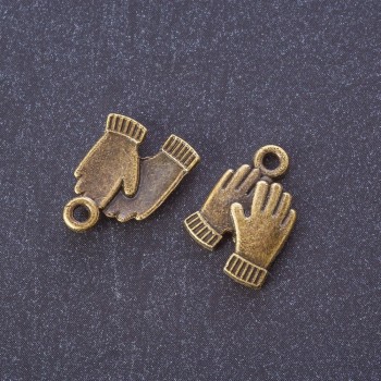 Findings Pendant "Hands" metal colour "bronze" 18x13mm, pack 20g +/-17pcs