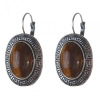 Clearance. Tiger’s Eye Earrings in Greek Setting, Oval Stone 2.3×2.8 cm, length 4 cm