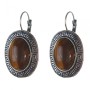 Clearance. Tiger’s Eye Earrings in Greek Setting, Oval Stone 2.3×2.8 cm, length 4 cm