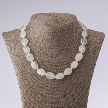 White Quartz Natural Stone Necklace, Oval, length 45cm, diameter 13x18mm