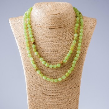 Long Necklace, Natural Onyx Stone, Smooth Bead, Length 110cm, Diameter 8mm