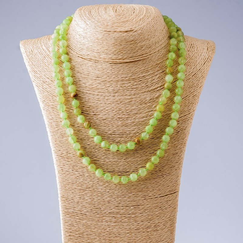 Long Necklace, Natural Onyx Stone, Smooth Bead, Length 110cm, Diameter 8mm