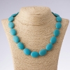 Turquoise (Pressed) Natural Stone Necklace, green oval, length 50cm, diameter 18x25mm (+-)