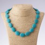 Turquoise (Pressed) Natural Stone Necklace, green oval, length 50cm, diameter 18x25mm (+-)