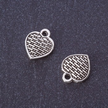 Findings Flat Heart Pendant metal colour "silver" d 13x11mm, pack 20g +/-23pcs