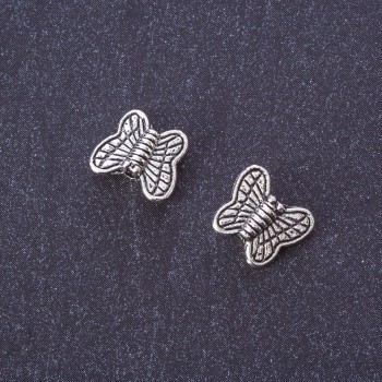 Bead Insert Findings Butterfly, Silver Metal Colour, 10x9mm, Pack 20g (+/- 40 pcs)