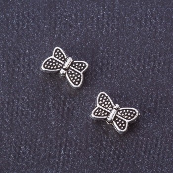 Bead Insert Findings Butterfly, Silver Metal Colour, 10x7mm, Pack 20g (+/- 29 pcs)