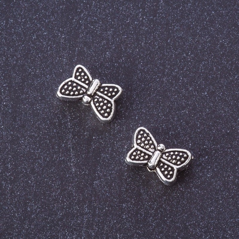 Bead Insert Findings Butterfly, Silver Metal Colour, 10x7mm, Pack 20g (+/- 29 pcs)