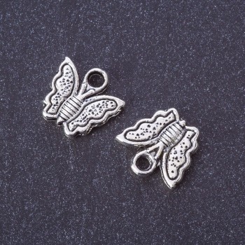 Findings Butterfly Pendant Metal Colour "Silver" d 13x13mm Pack 20g +/-20pcs