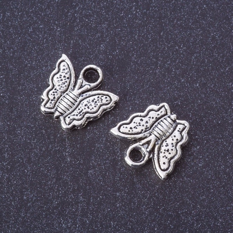 Findings Butterfly Pendant Metal Colour "Silver" d 13x13mm Pack 20g +/-20pcs