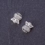 Bead Insert Findings Owl, Silver Metal Colour, 10x9mm, Pack 20g (+/- 30 pcs)