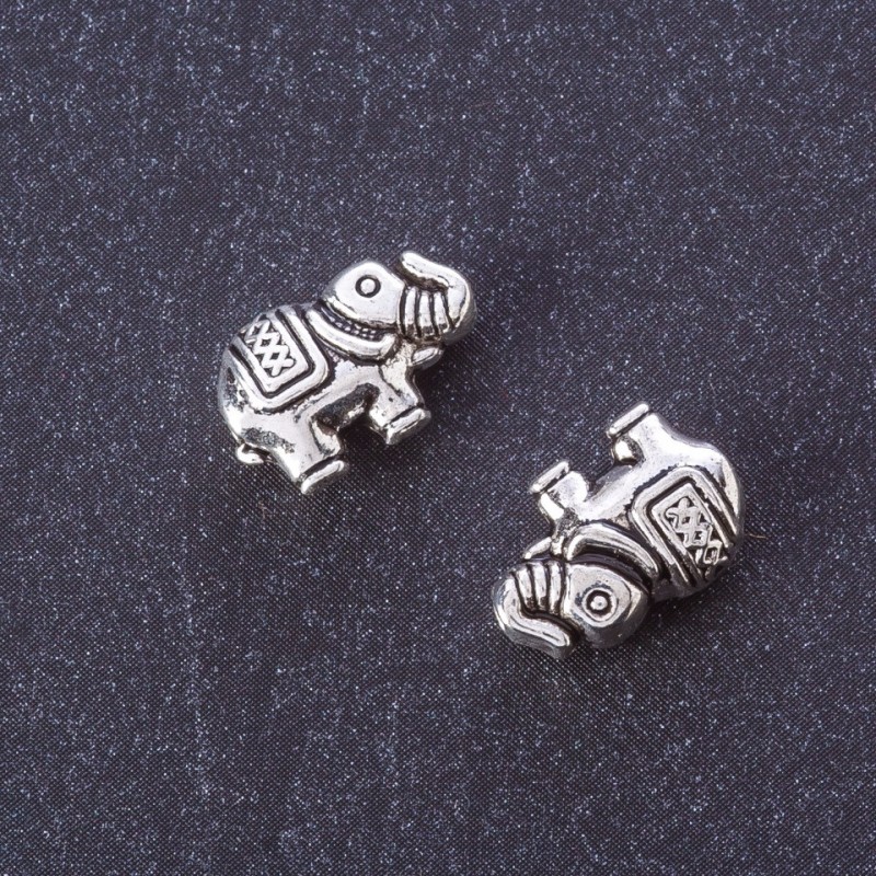 Findings Insert Bead "Elephant" metal colour "silver" d 9x13mm pack 20g +/-15 pcs