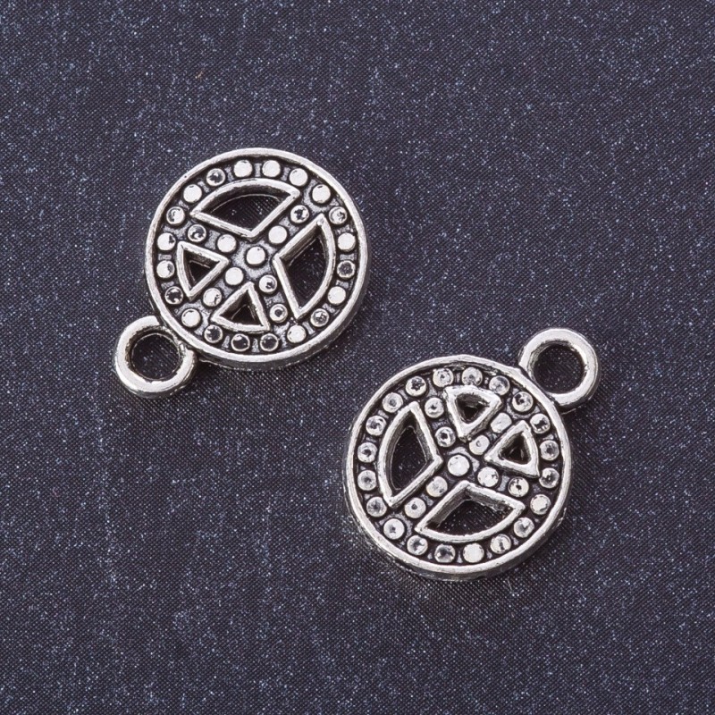Findings Peace Sign Coin Pendant Metal Colour "Silver" d 17x13mm Pack 20g +/-16pcs