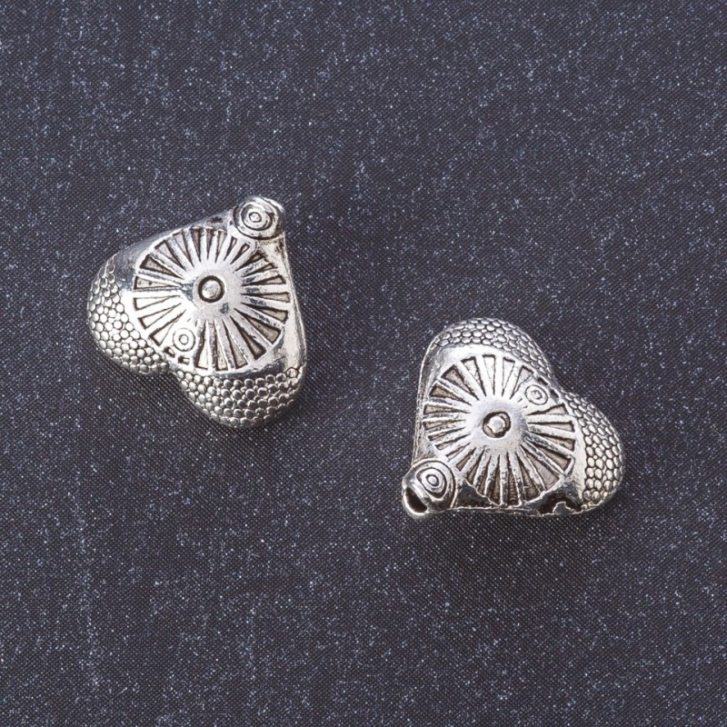 Findings Insert Bead "Heart" metal colour "silver" 12x13mm pack 20g +/-9 pcs
