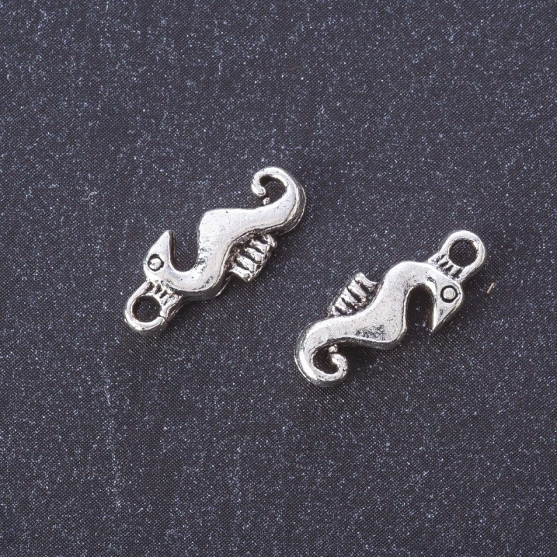 Findings Pendant "Seahorse" metal colour "silver", length 16mm, pack 20g +/-24pcs
