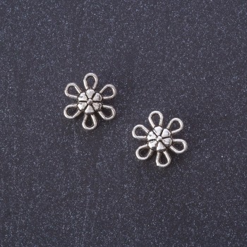 Findings "Flower" Connector Pendant metal colour "silver" 9mm, pack 20g +/-70pcs