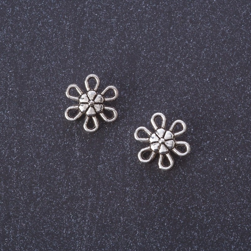 Findings "Flower" Connector Pendant metal colour "silver" 9mm, pack 20g +/-70pcs