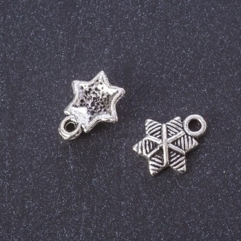 Findings Charm "Christmas Star" metal colour "silver" 13x11mm pack 20g +/-35 pcs