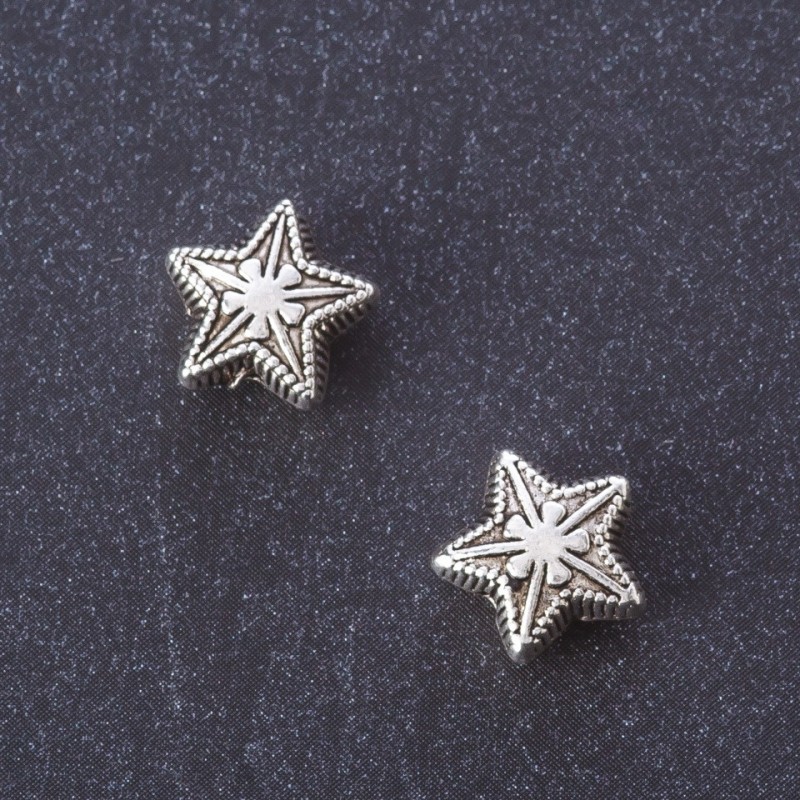 Findings Insert Bead "Star" metal colour "silver" 1x1mm pack 20g +/-16 pcs