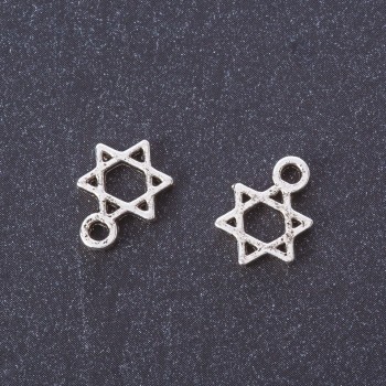 Findings Small Star of David Pendant Metal Colour "Silver" 13x9mm Pack 20g +/-45pcs