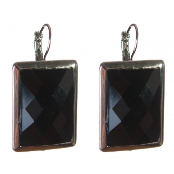 Clearance Agate Earrings Faceted Smooth Setting Rectangular Stone 3*2.3cm, length 3.9cm